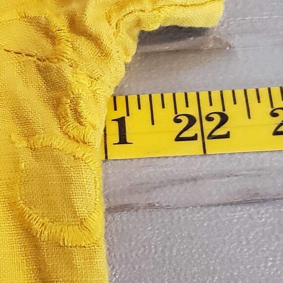 Terzo Millennio Linen Shift Dress Langenlook Yellow Embroidered SS L Large - Picture 8 of 10